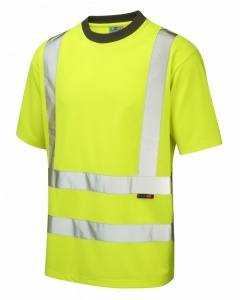 Leo Workwear T02-Y Braunton High Visibility Yellow Coolviz T-Shirt